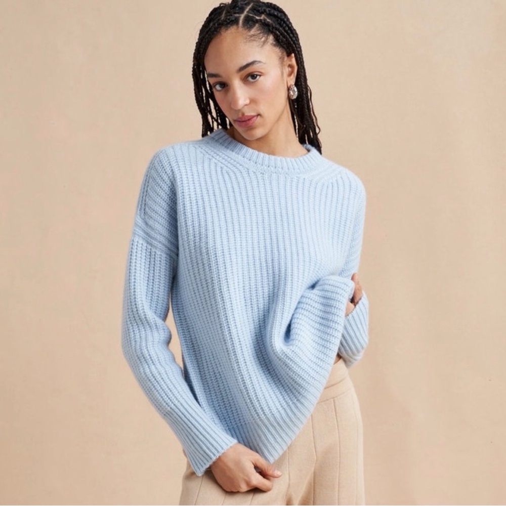 La Ligne Toujours Cashmere Sweater in Light Blue - Picture 3 of 4